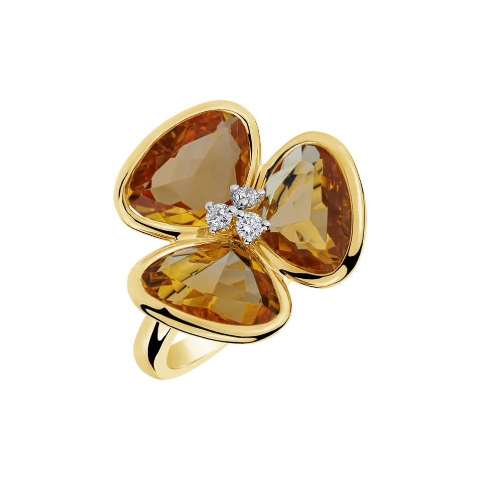 Prsteň s citrínmi a diamantmi Vendela Flower