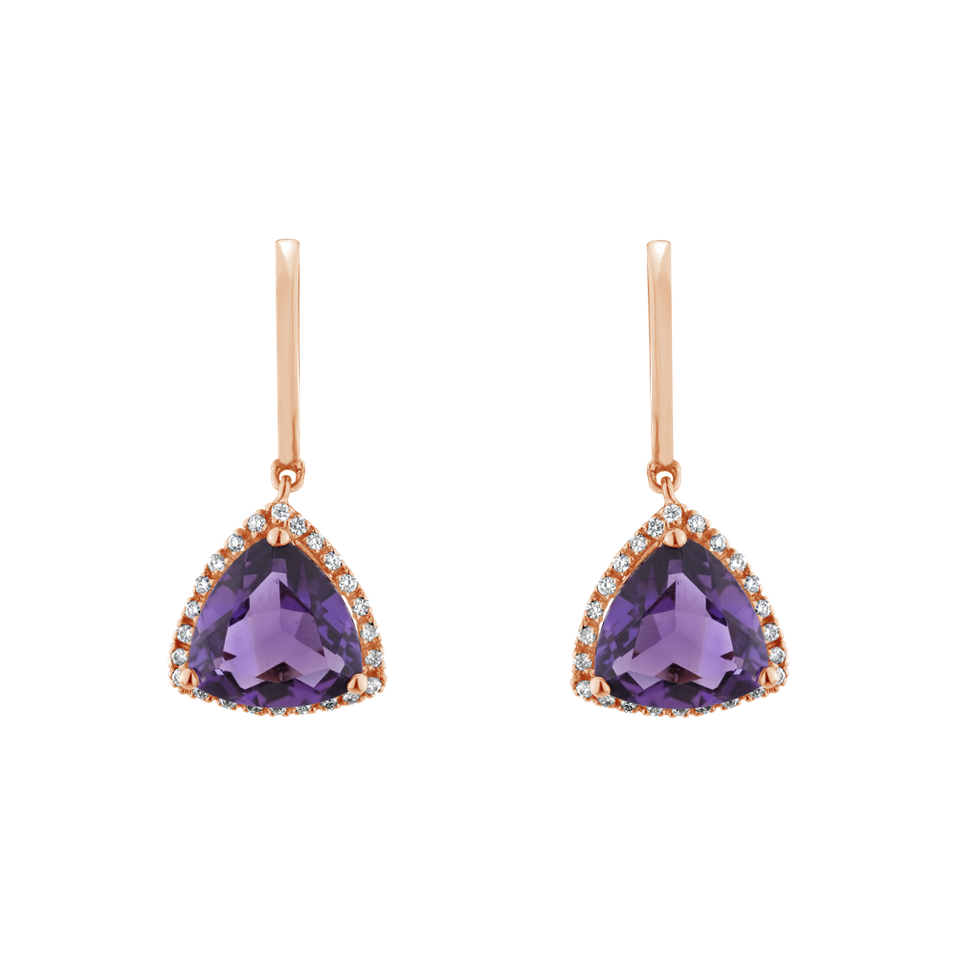 Náušnice s ametystom diamantmi Ambitious Project