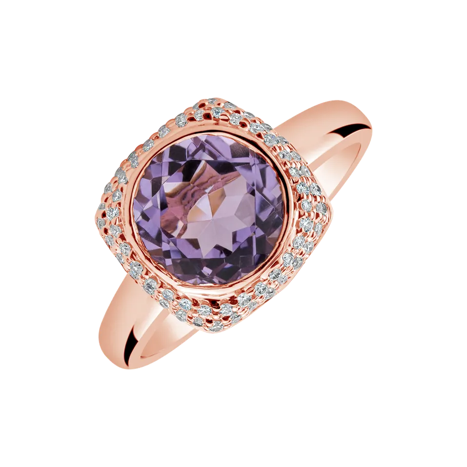 Prsteň s ametystom a diamantmi Démoniste
