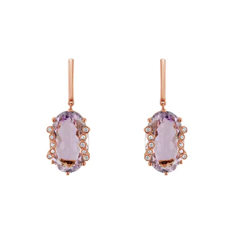 Náušnice s ametystom diamantmi Pink Mist
