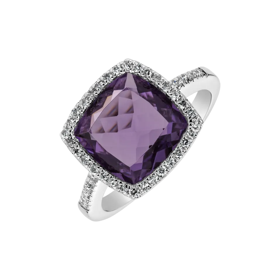 Prsteň s ametystom a diamantmi Lumière
