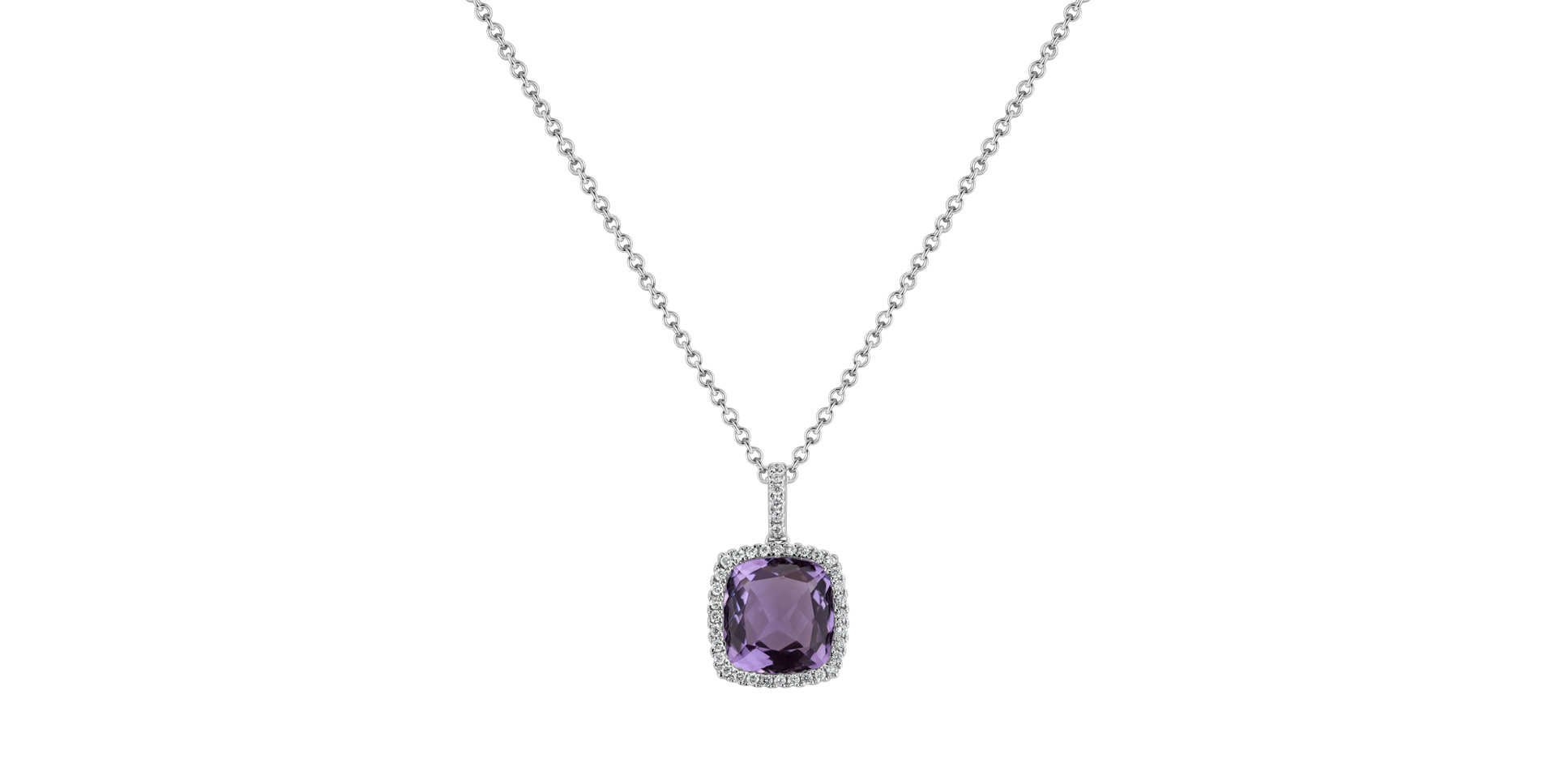 Přívěsok a řetízok s diamantmi a ametystom Erlan