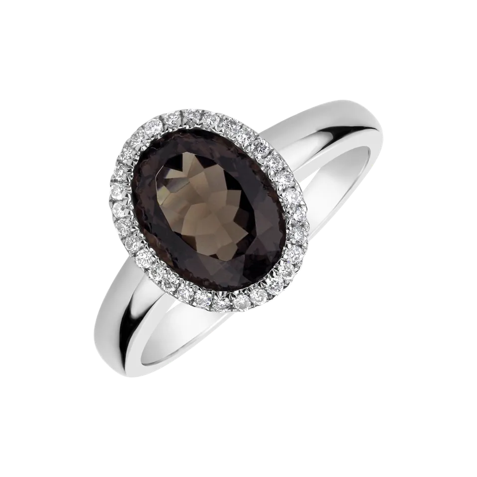 Prsteň s quartzom a diamantmi Midnight Princess