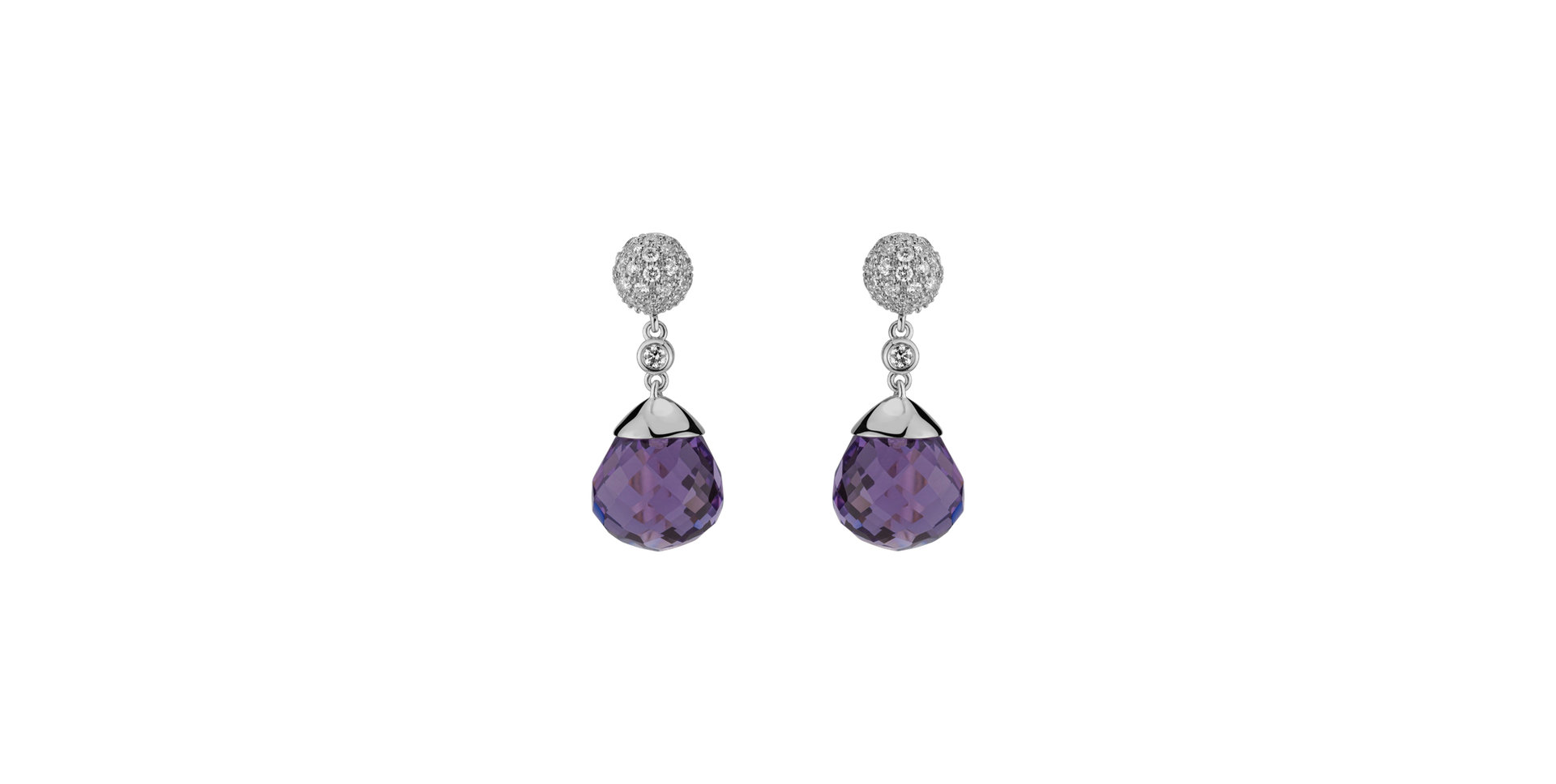 Náušnice s ametystom diamantmi Gianpaola