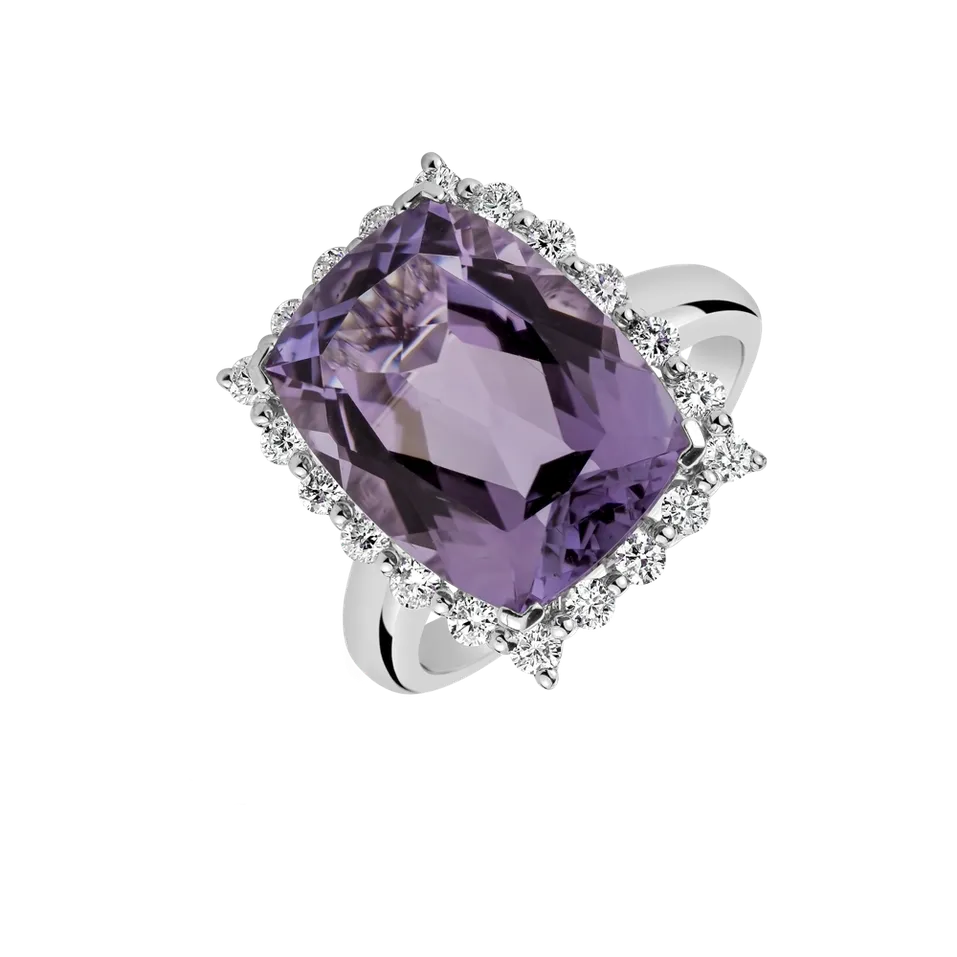 Prsteň s ametystom a diamantmi Justin