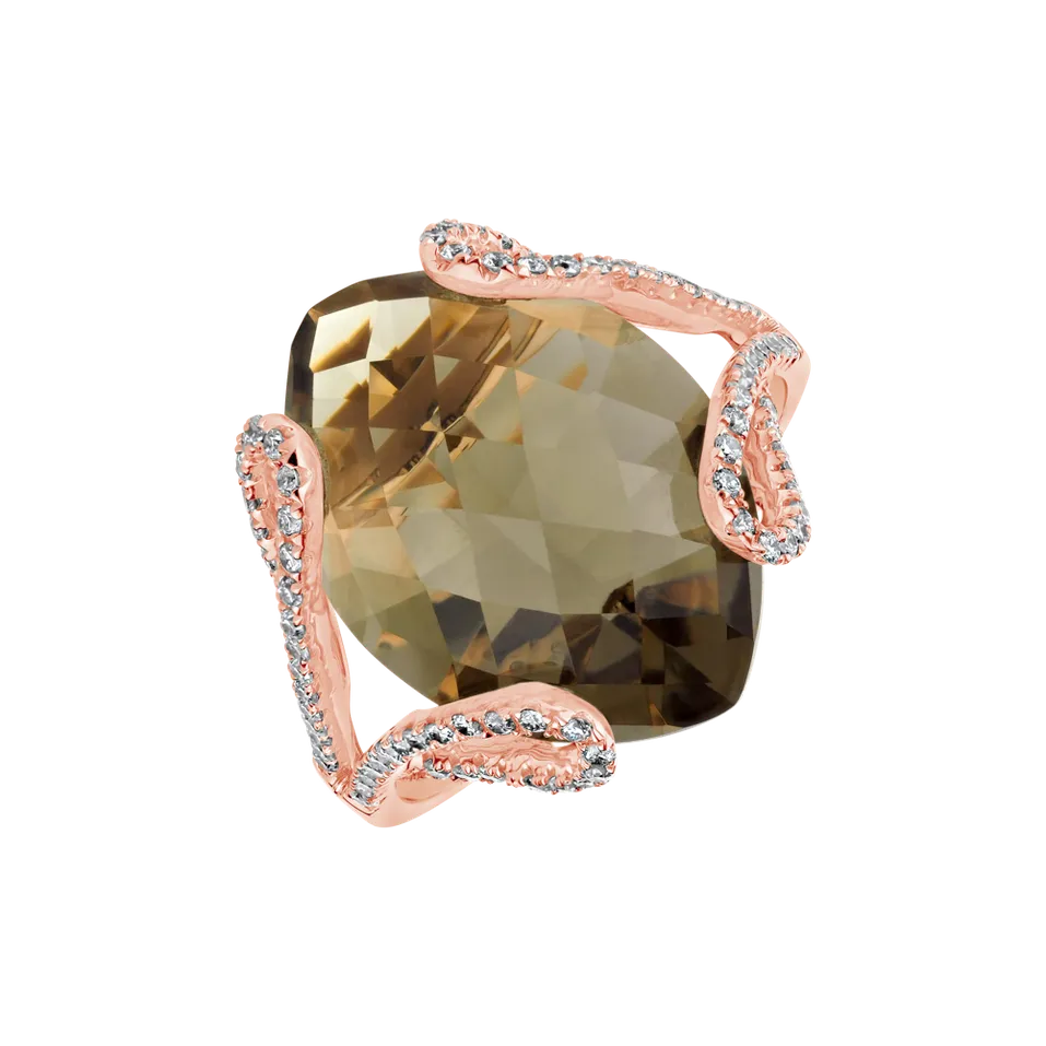 Prsteň s quartzom a diamantmi Wanderer
