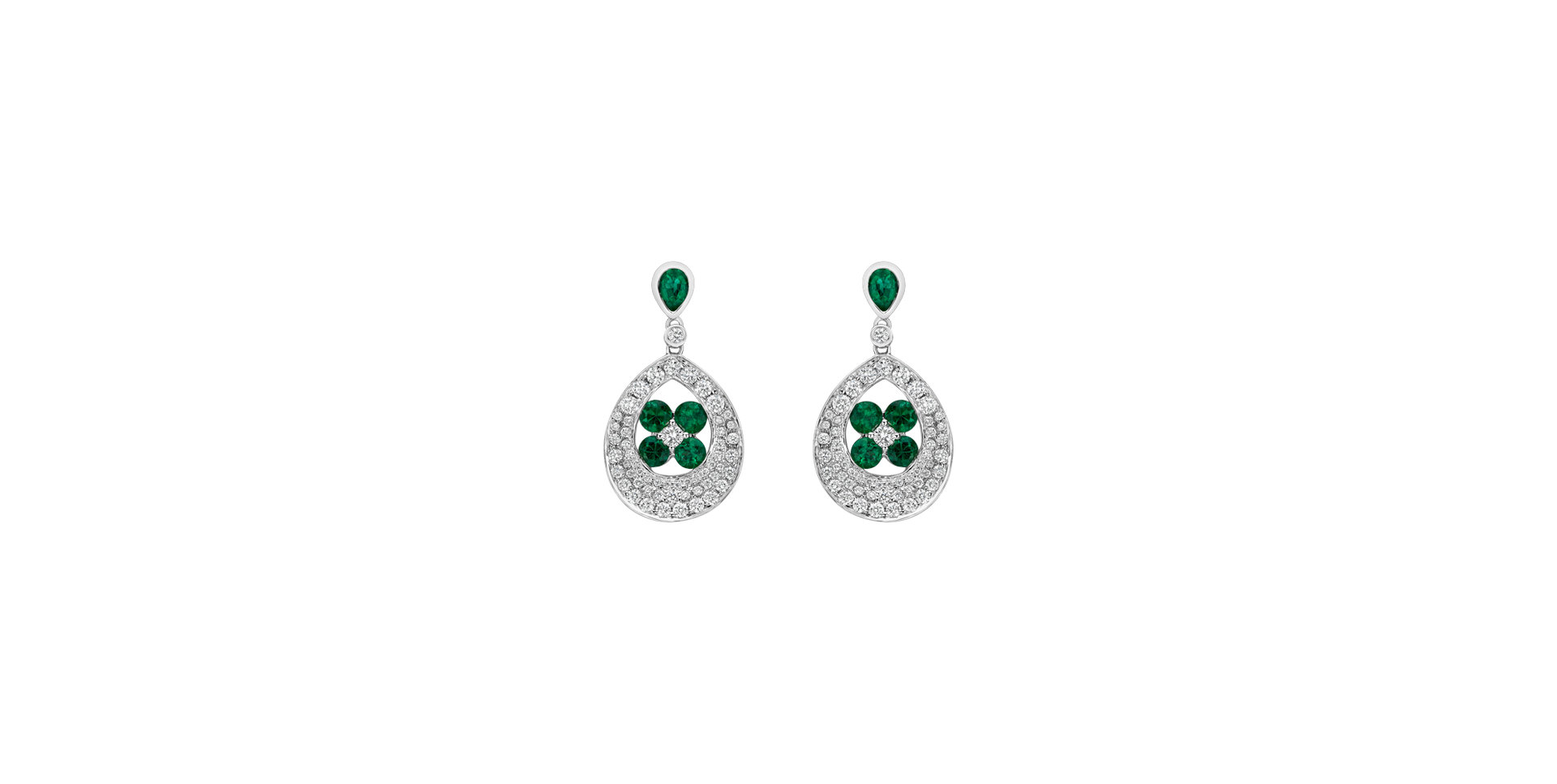 Náušnice s diamantmi a smaragdmi Forest Charm