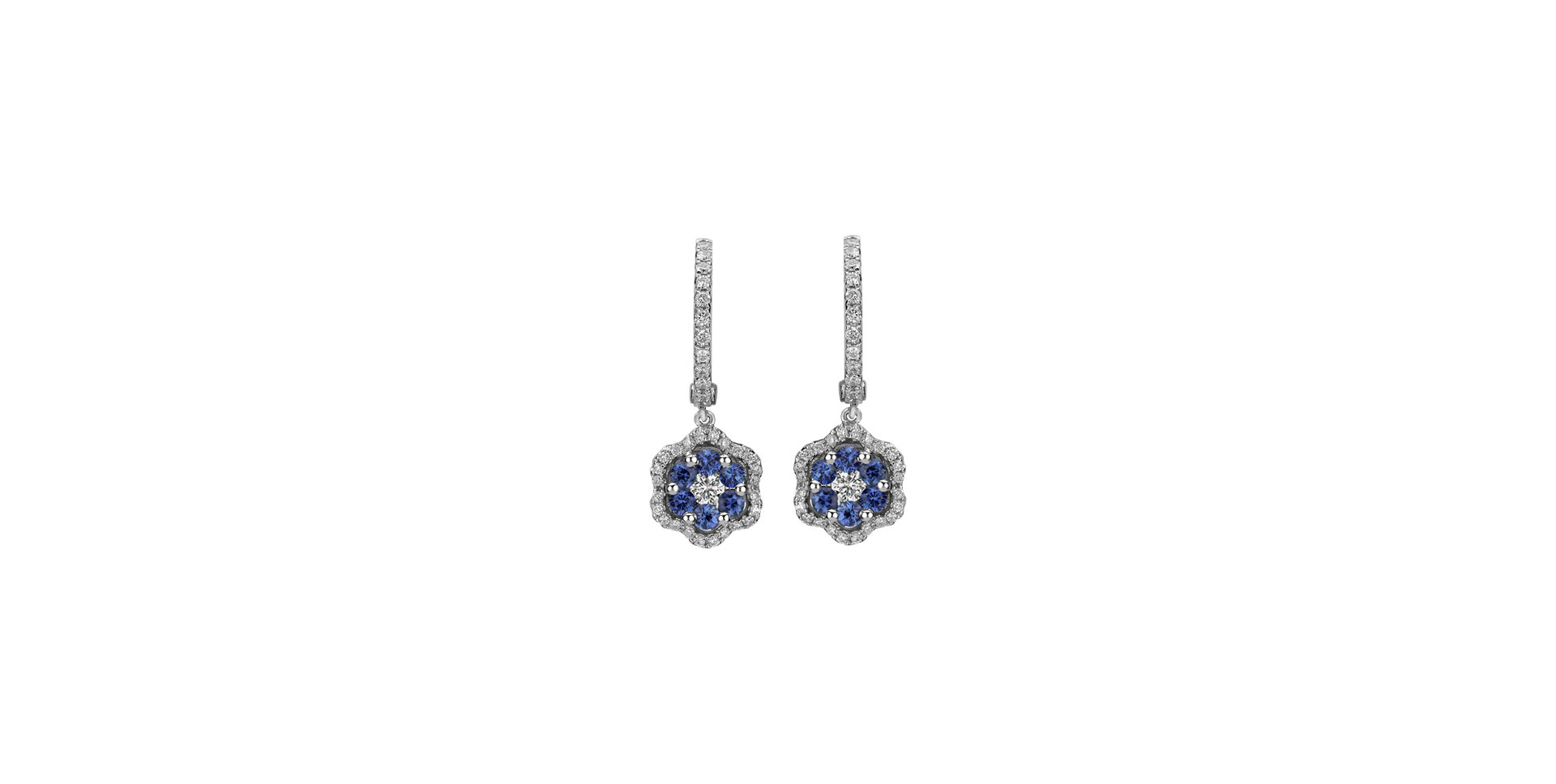 Náušnice s diamantmi a zafírmi Blooming Jewellery
