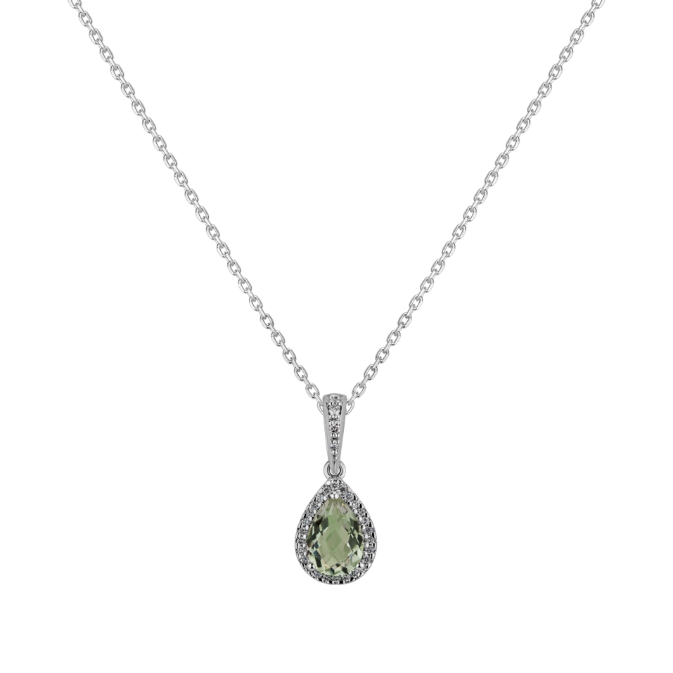 Přívěsok s ametystom a diamantmi Elfique Tear