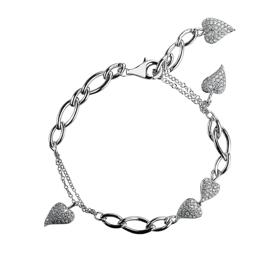 Náramok s diamantmi Falling Hearts