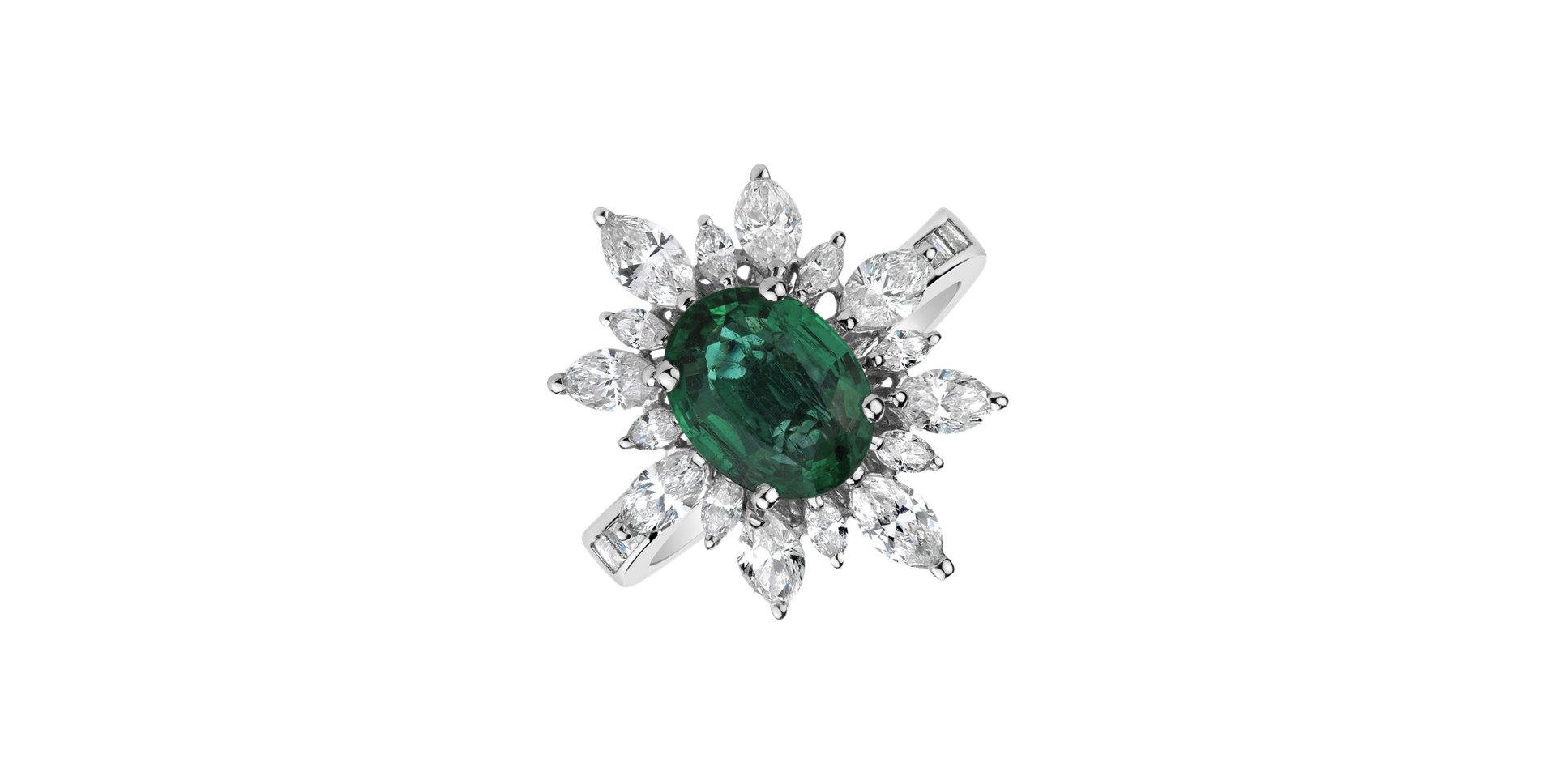 Prsteň so smaragdom a diamantmi Emerald Queen