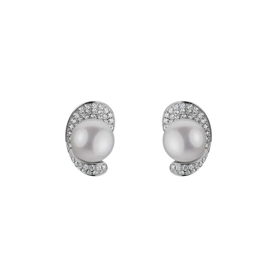 Náušnice s perlou a diamantmi Melodic Pearls