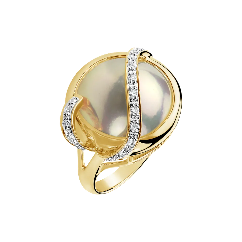 Prsteň s perlou a diamantmi Luxury Ocean