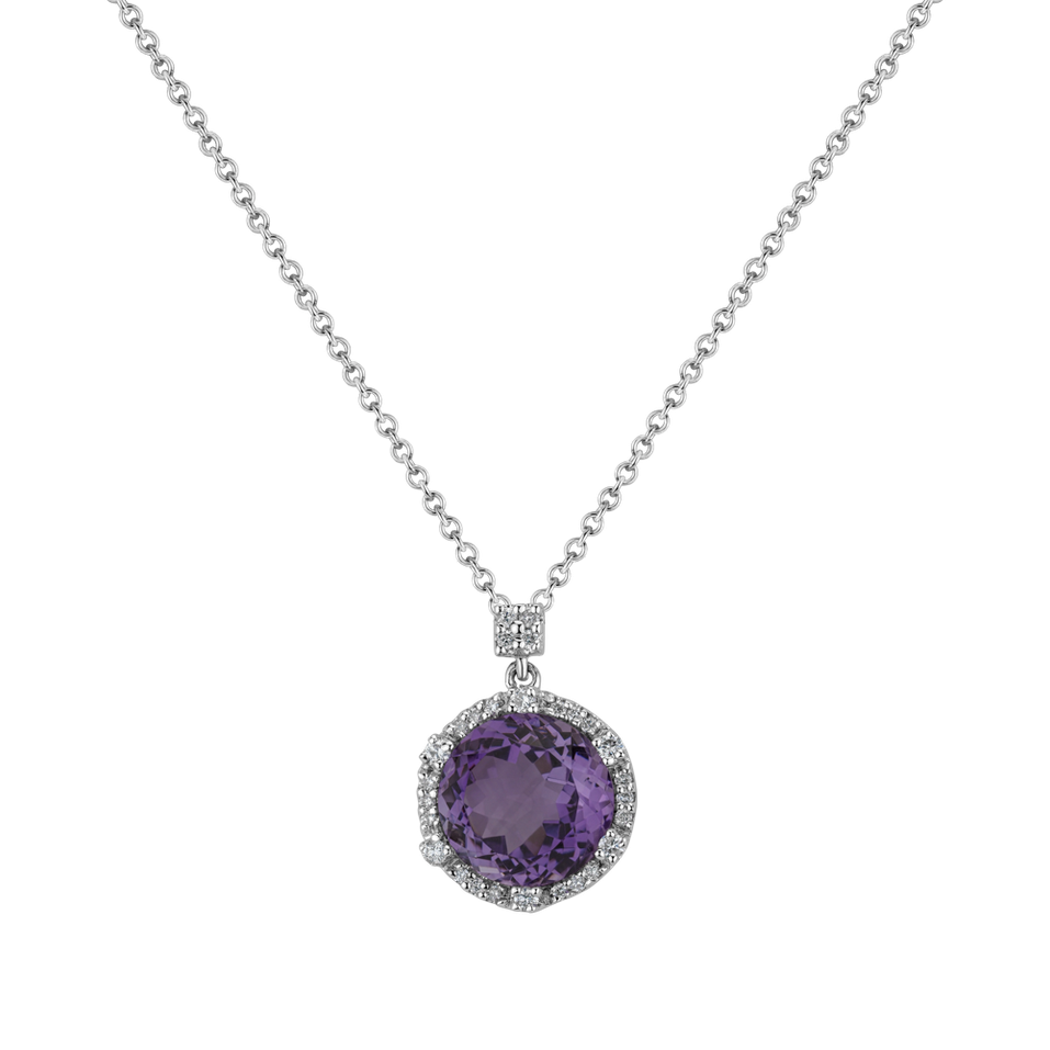 Přívěsok s řetízkom s ametystom a diamantmi Deamy Void