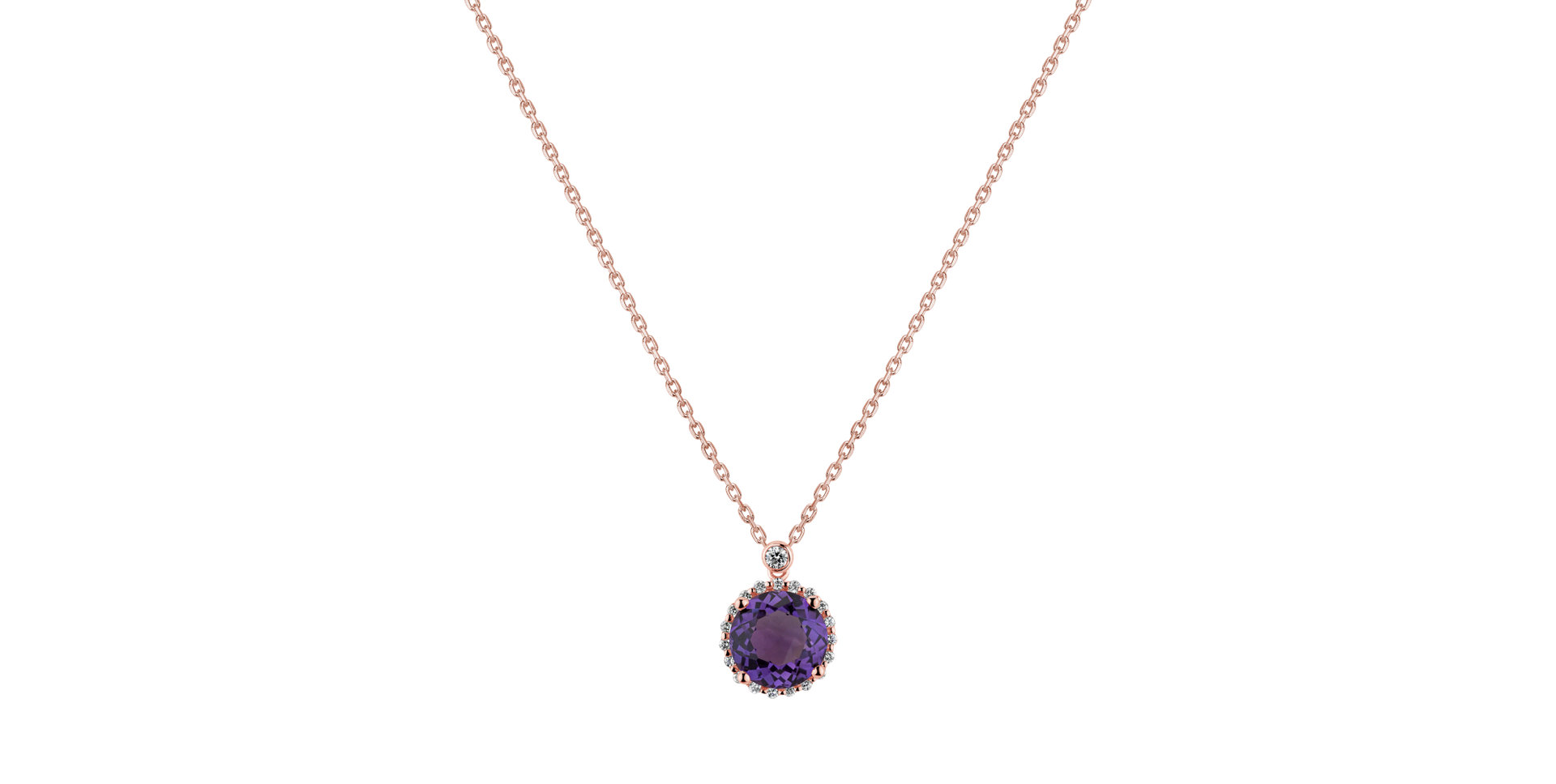 Přívěsok s řetízkom s ametystom a diamantmi Mystic Opulence