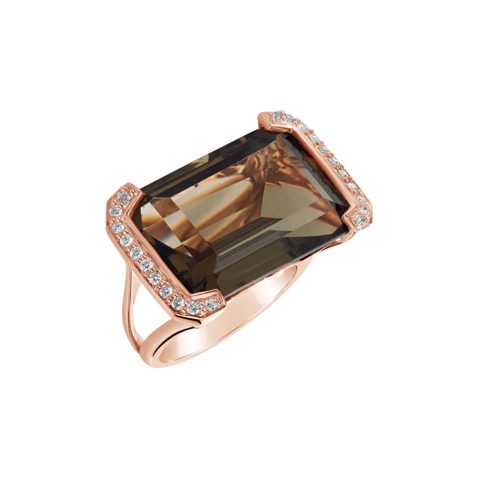 Prsteň s quartzom a diamantmi Enticing Glamor
