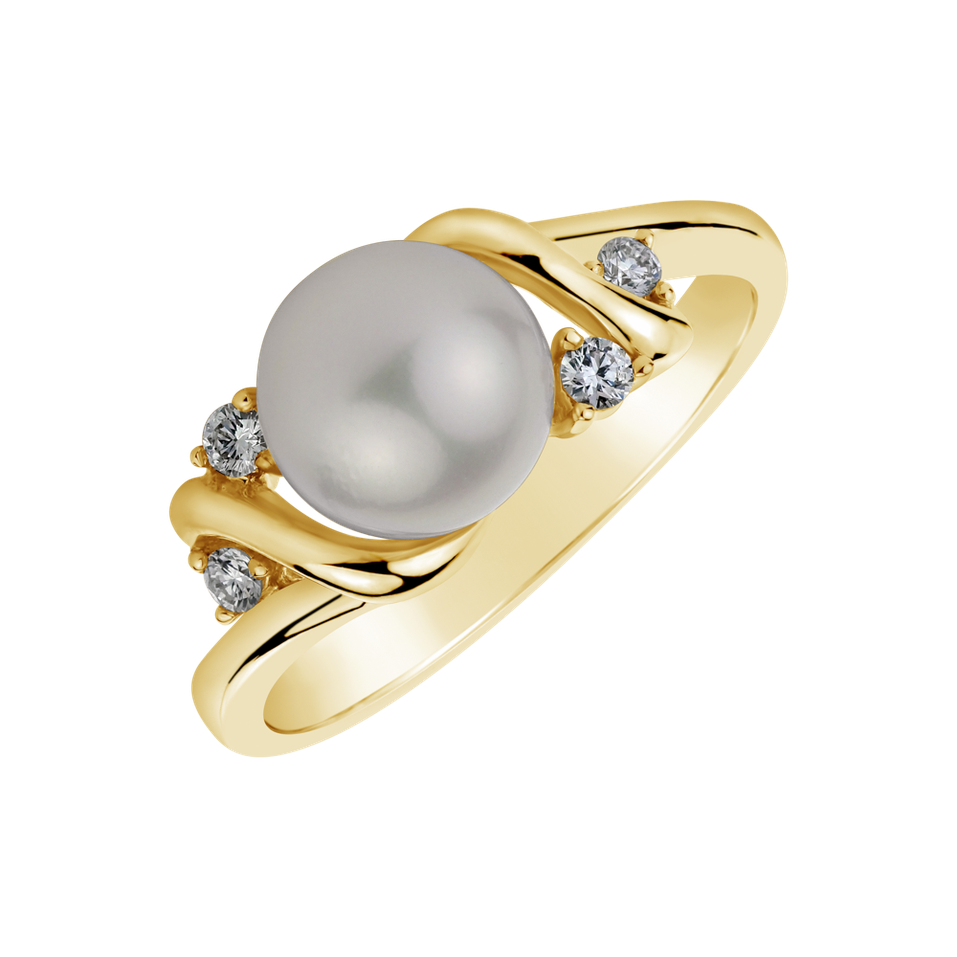 Prsteň s perlou a diamantmi Devoted Coast