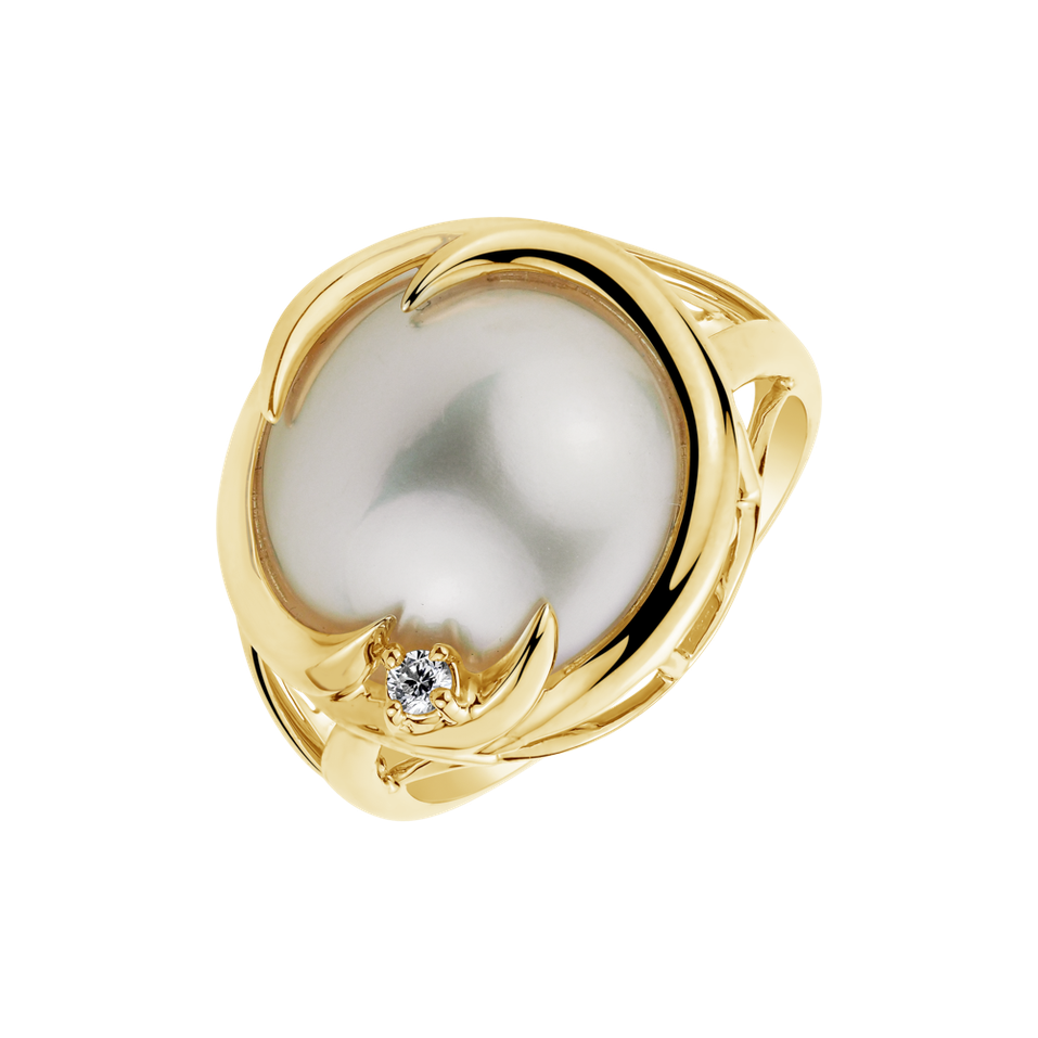 Prsteň s perlou a diamantom Pearl Sadness