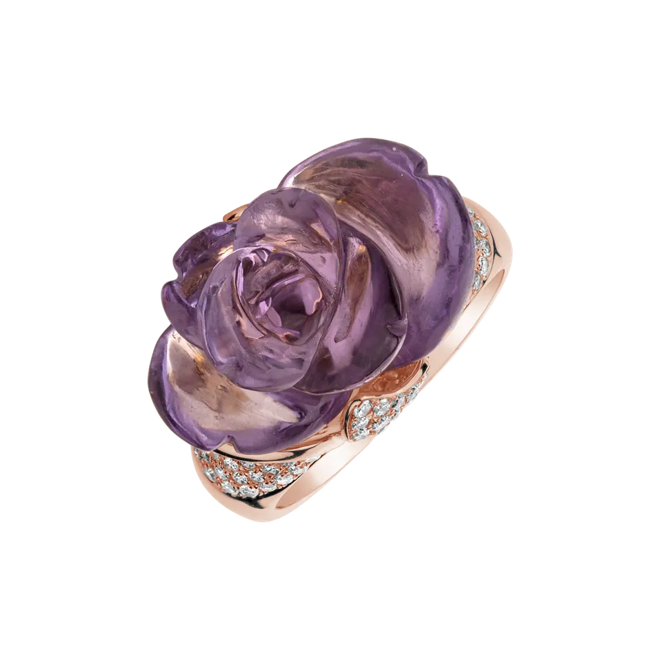 Prsteň s ametystmi a diamantmi Crazzy One