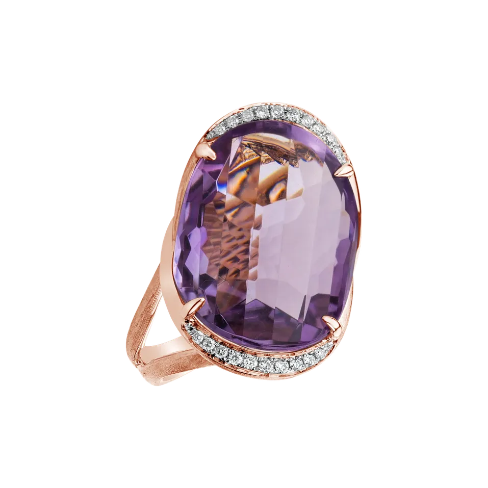Prsteň s ametystom a diamantmi Royal Bubble