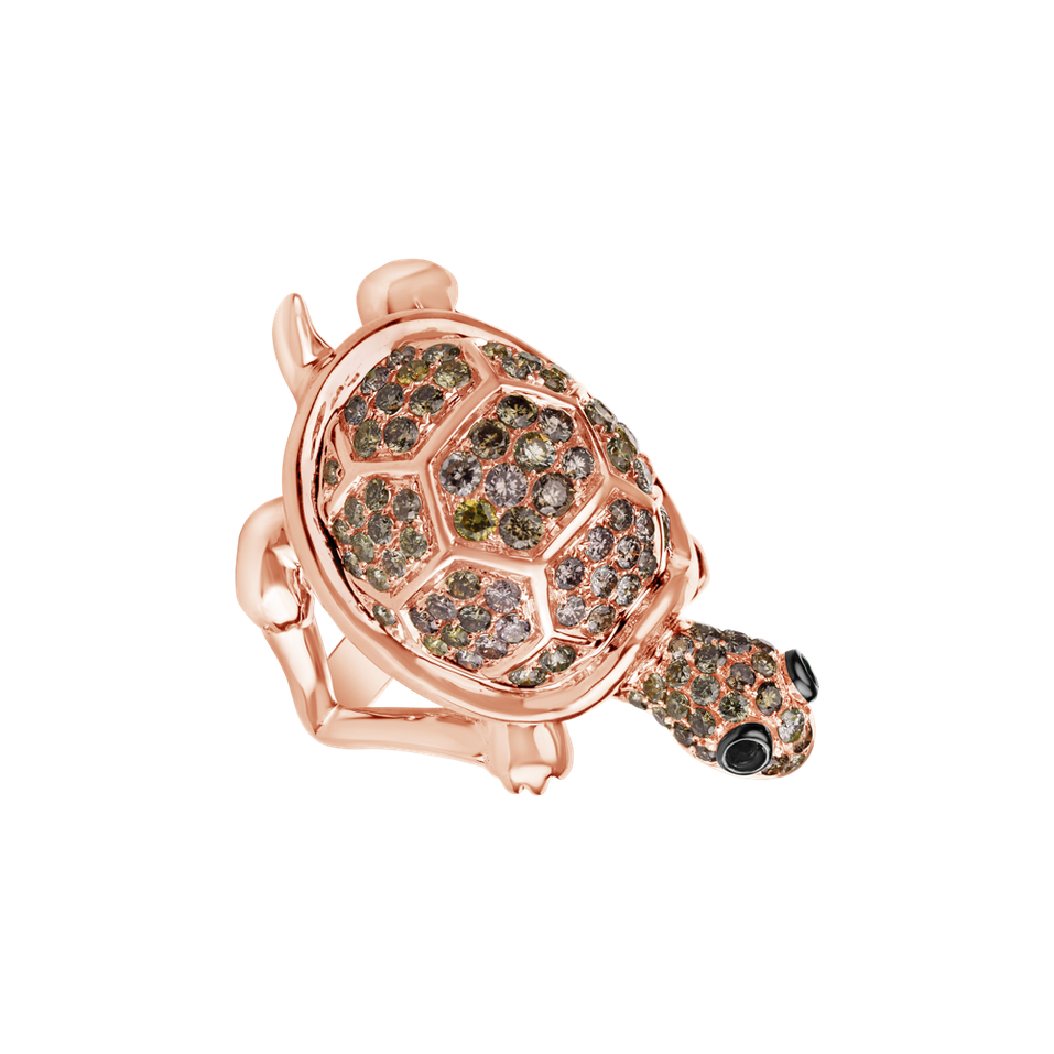 Prsteň s hnedými diamantmi a granátmi Diamond Turtle