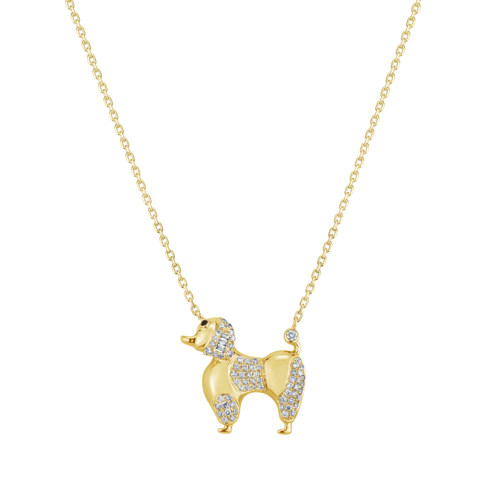 Náhrdelník s čiernymi a bielymi diamantmi Little Poodle