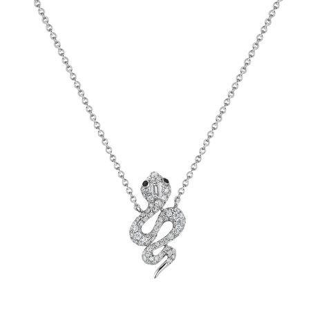Náhrdelník s čiernymi a bielymi diamantmi Snake of Eden
