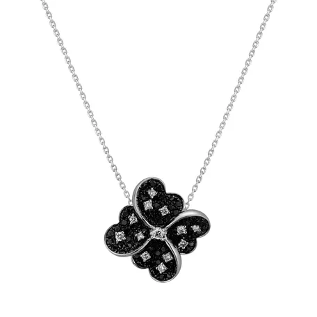 Přívěsok s bielymi a čiernymi diamantmi Dark Blossom