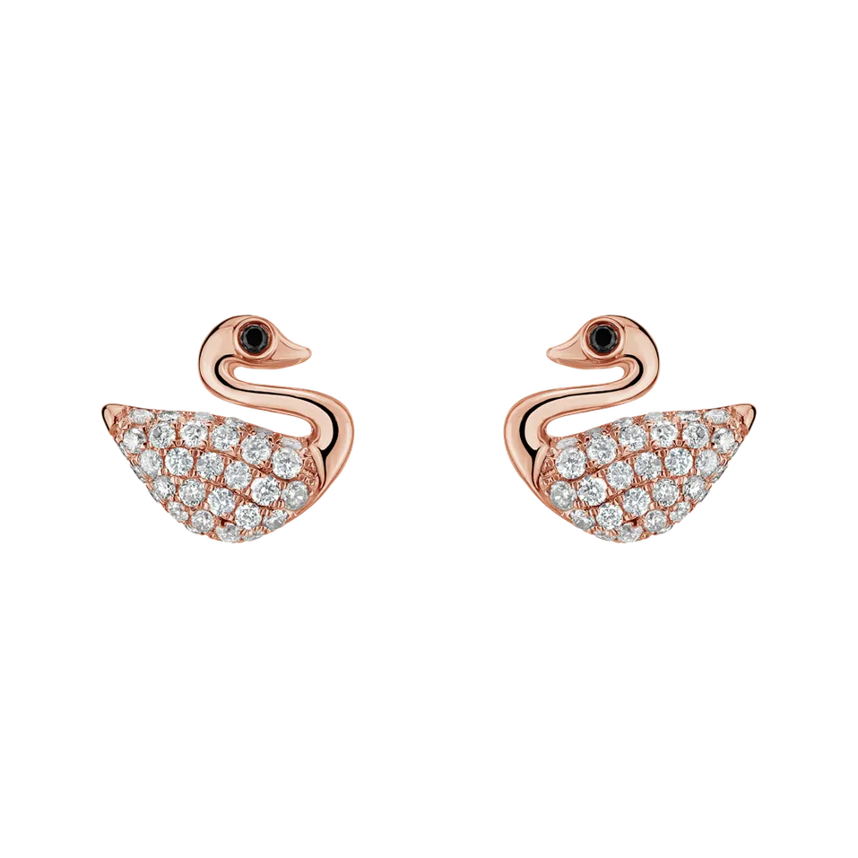 Náušnice s čiernymi a bielymi diamantmi Noble Swans