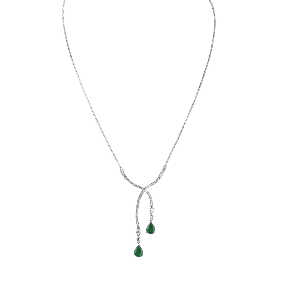 Náhrdelník s diamantmi a smaragdmi Emerald Tear