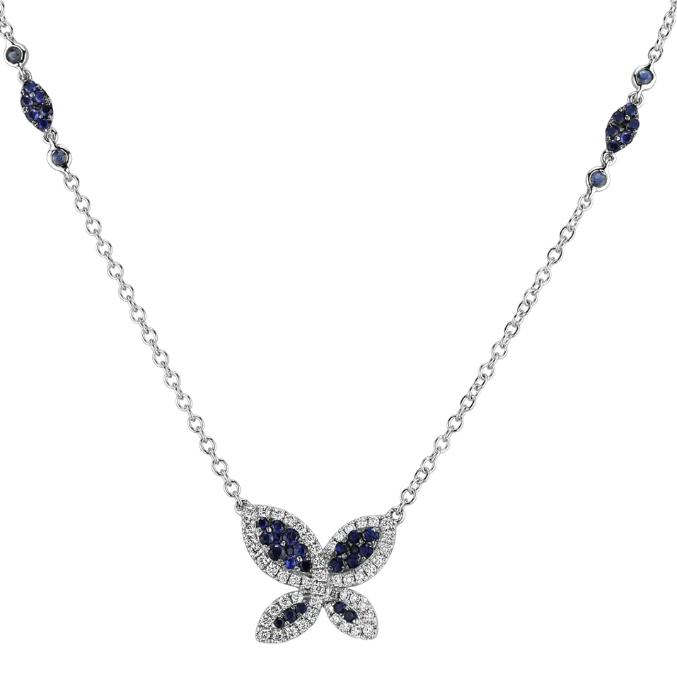 Náhrdelník s diamantmi a zafírmi Shocking Blue