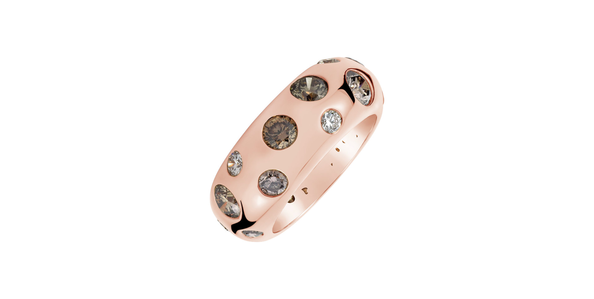 Prsteň s bielymi a hnedými diamantmi Fergie