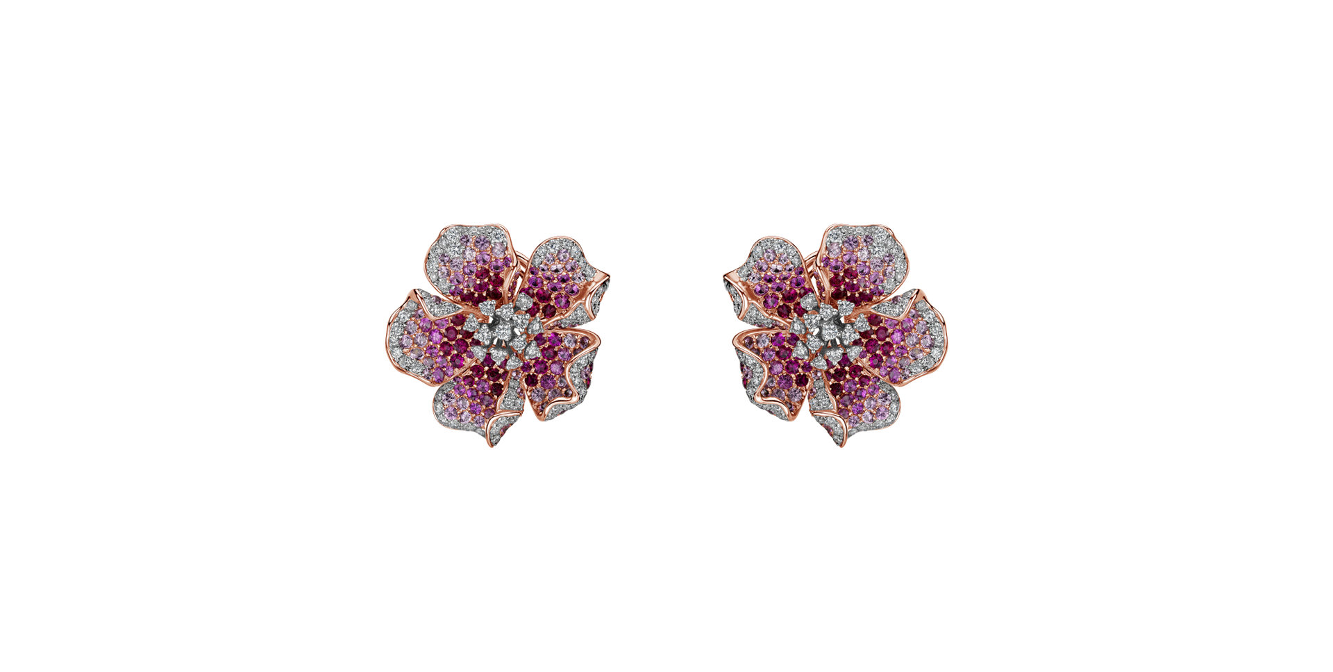 Náušnice s diamantmi, rubínmi a zafírmi Princess Jasmine