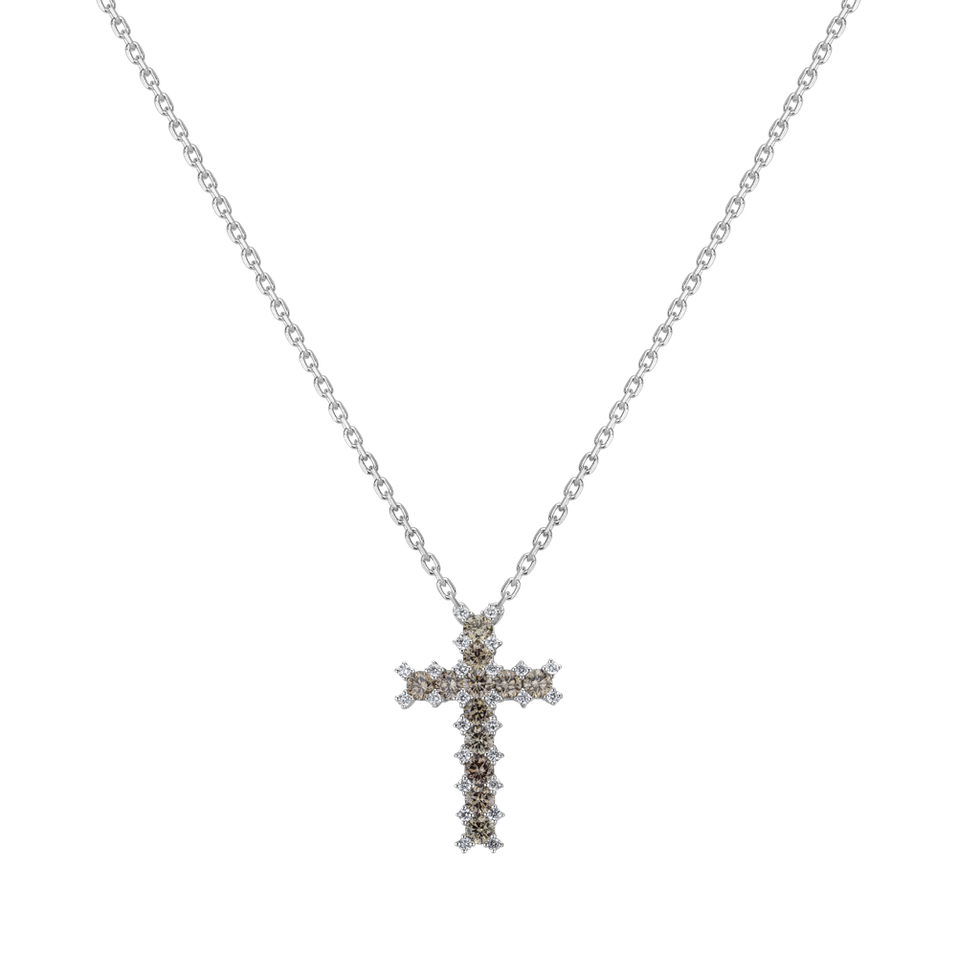 Přívěsok s bielymi a hnedými diamantmi My Icon