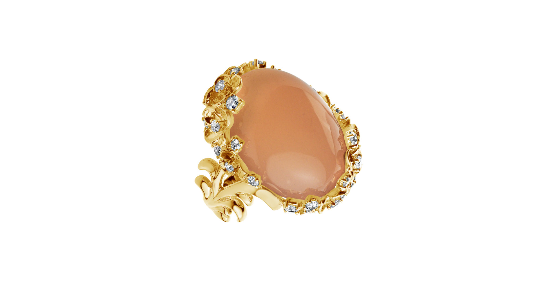 Prsteň s mesačným kameňom a diamantmi High Magic