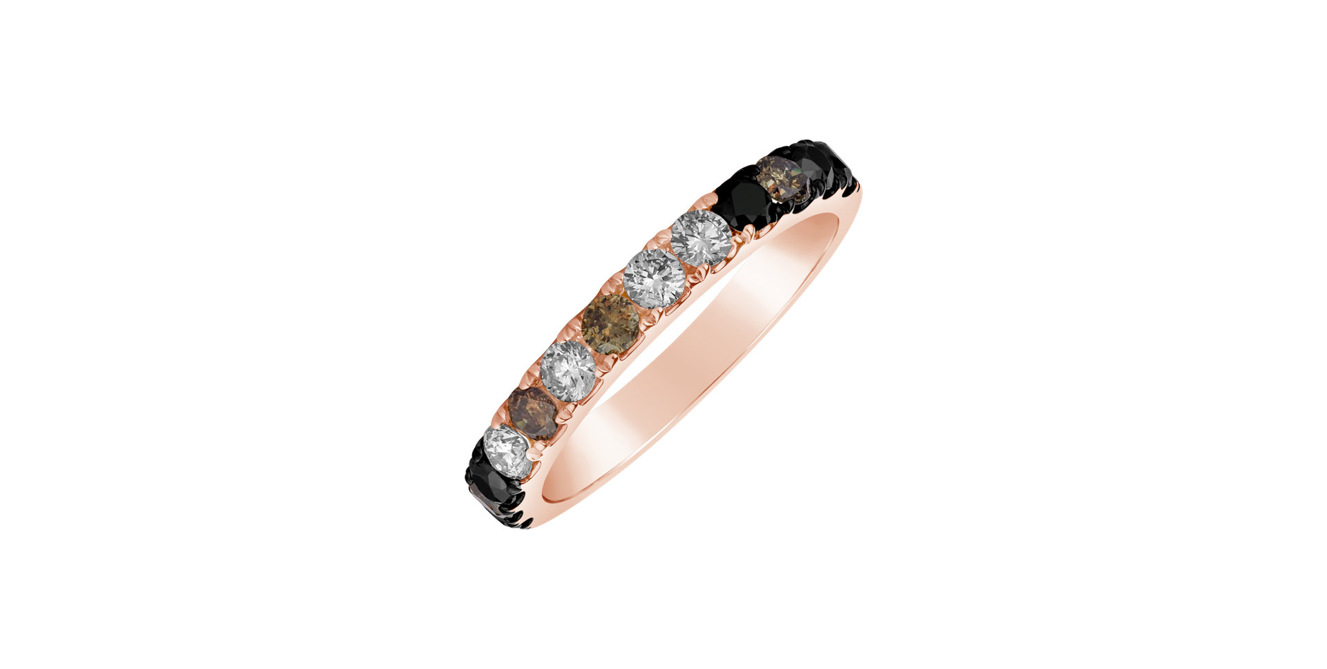 Prsteň s čiernymi, bielymi a hnedými diamantmi Amber Haze