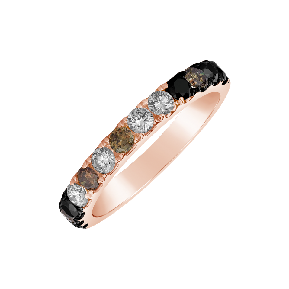 Prsteň s čiernymi, bielymi a hnedými diamantmi Amber Haze