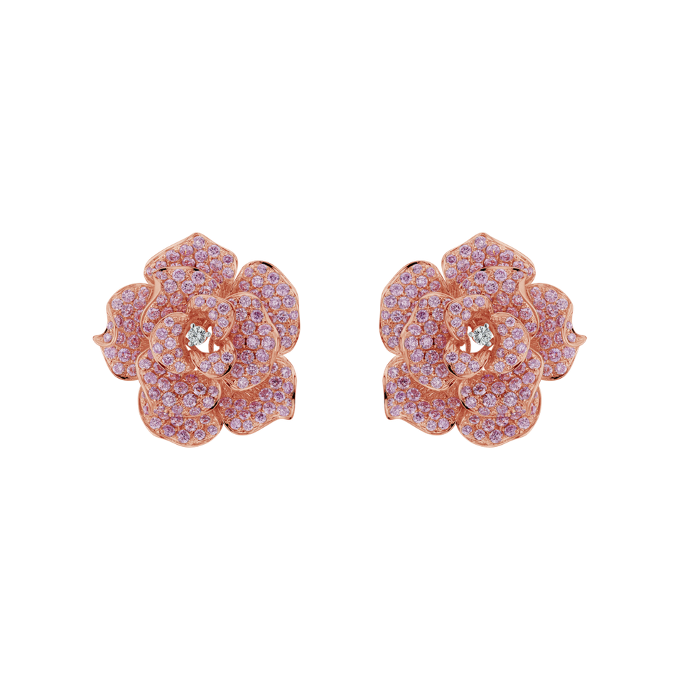 Náušnice s ružovými diamantmi Papaya Rose