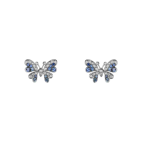 Náušnice s diamantmi a zafírmi Heaven Butterflies