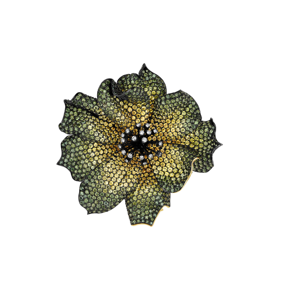 Brošňa s diamantmi a zafírmi Evangelina