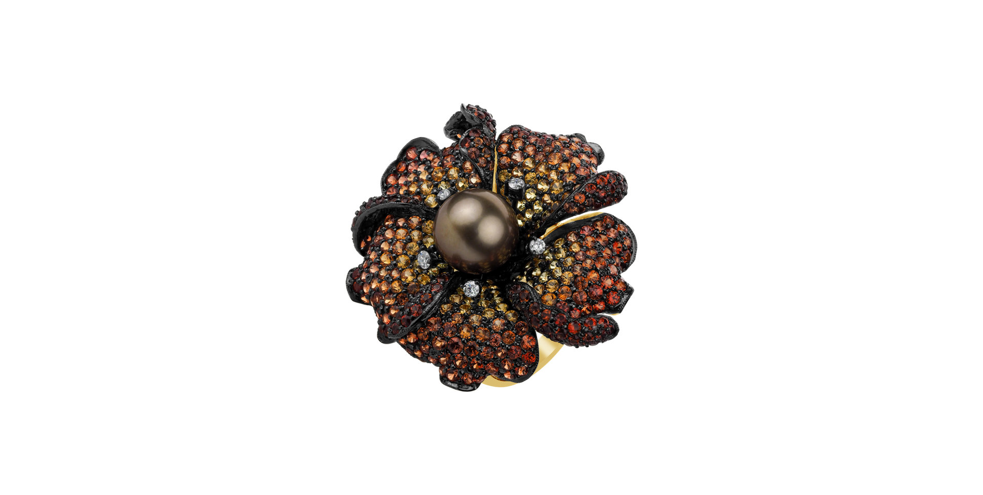 Prsteň s perlou, diamantmi a zafírmi Antionetta