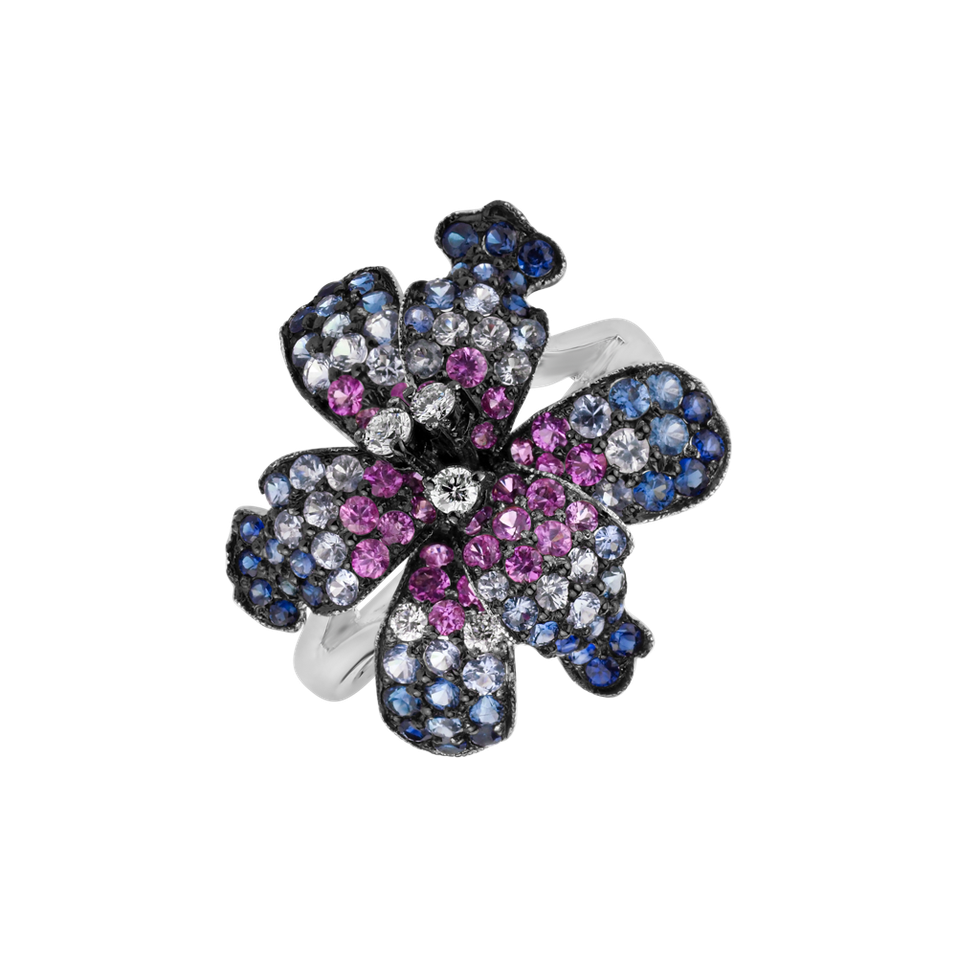 Prsteň s diamantmi a zafírmi Caryan