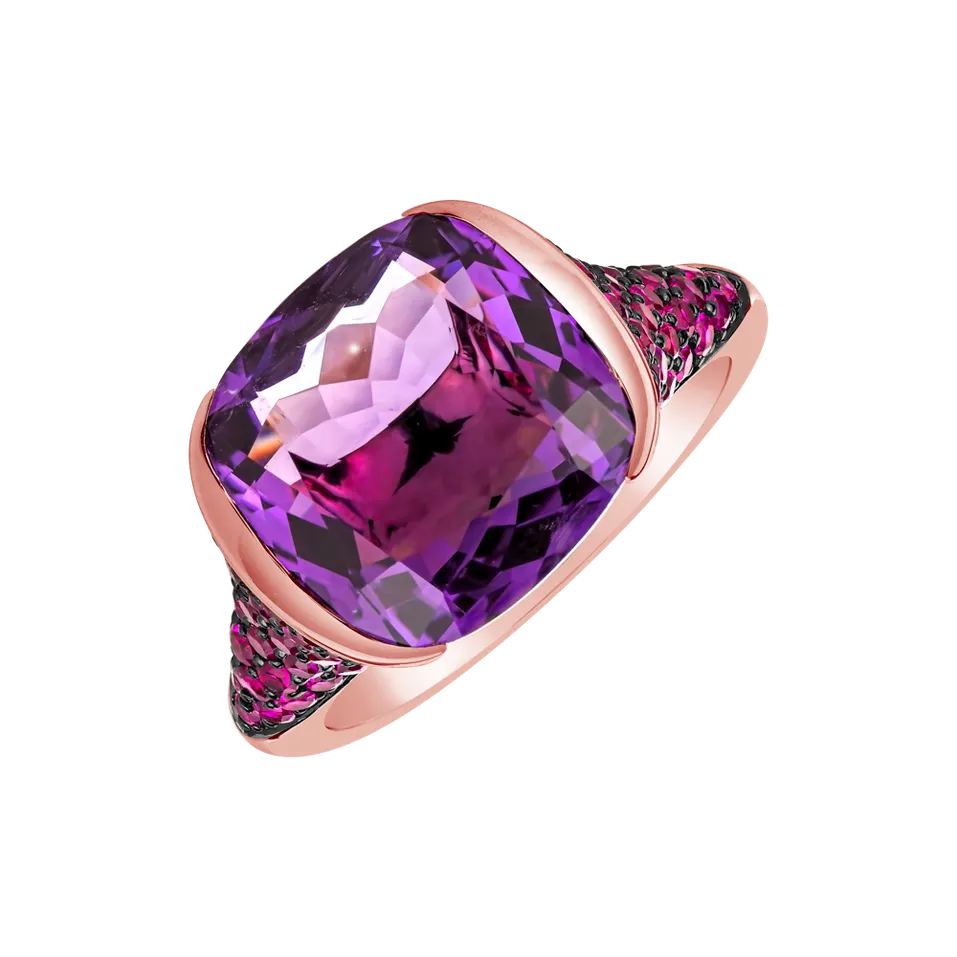Prsteň s rubínmi a ametystom Mystic Queen