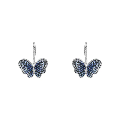 Náušnice s diamantmi a zafírmi Sapphire Butterfly