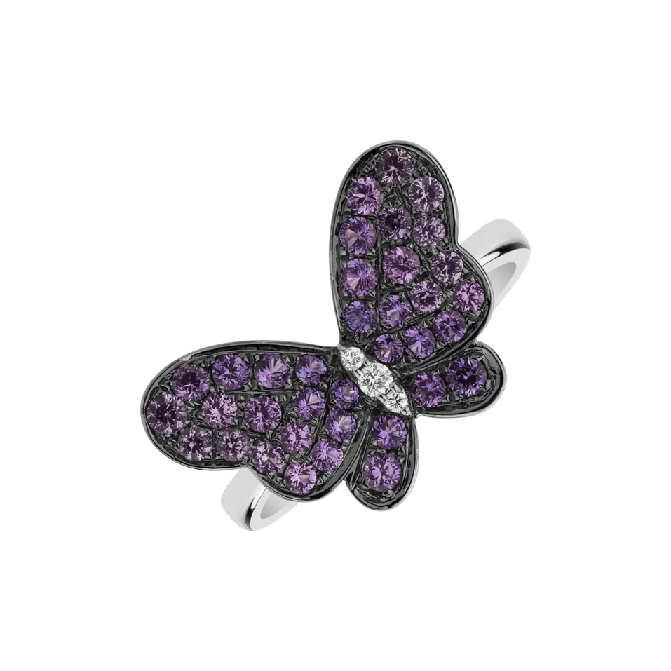 Prsteň s diamantmi a zafírmi Rawishing Butterfly