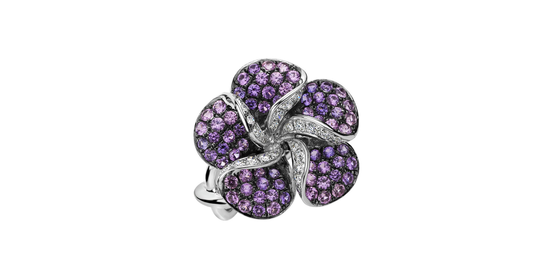 Prsteň s diamantmi a zafírmi Delicious Orchid