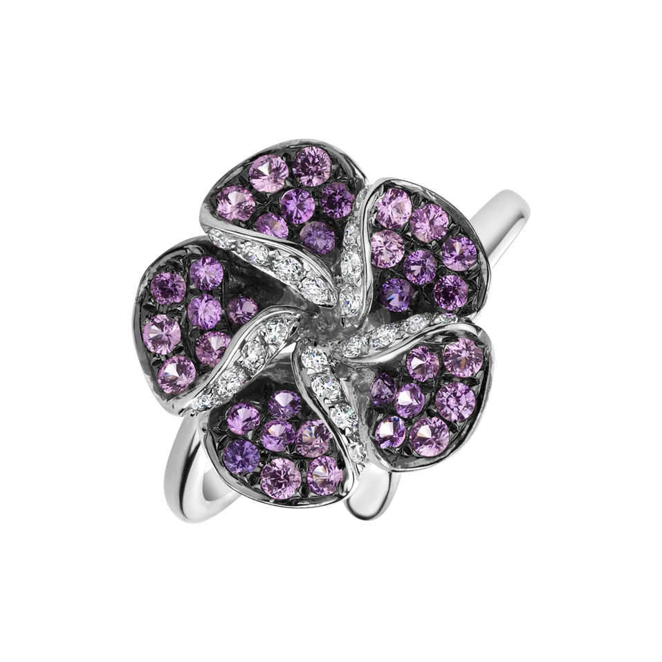 Prsteň s diamantmi a zafírmi Poetic Orchid