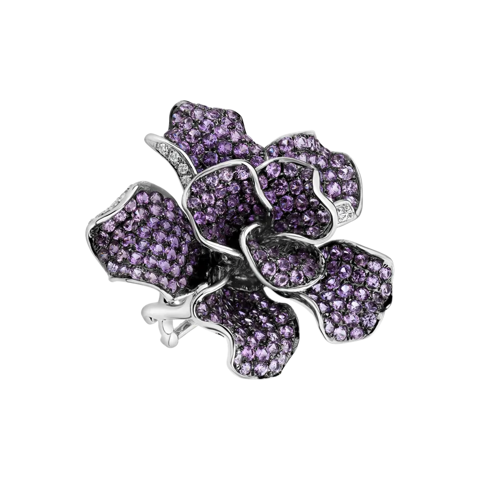 Prsteň s diamantmi a zafírmi Violet Flower