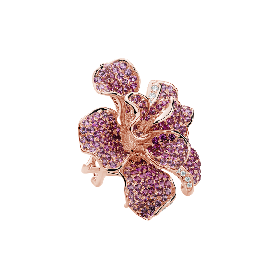 Prsteň s diamantmi a zafírmi Violet Flower