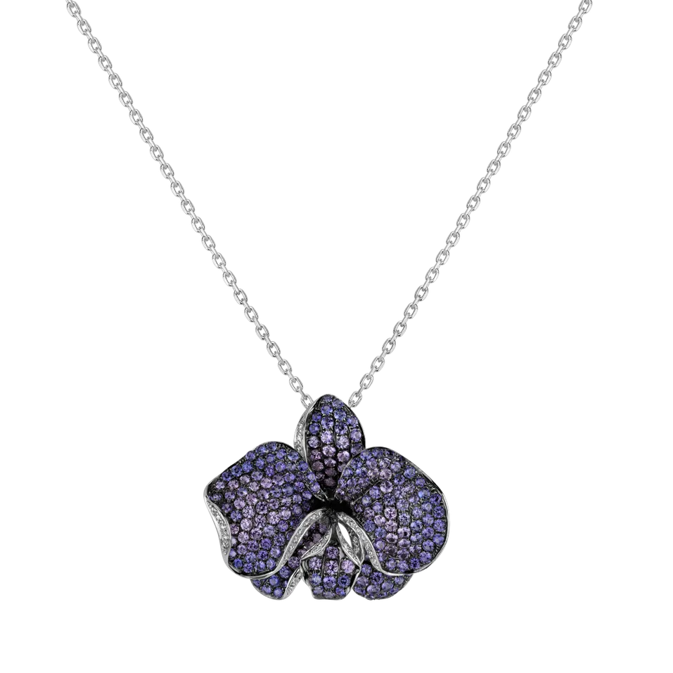 Přívěsok s diamantmi a zafírmi Sunshine Orchid
